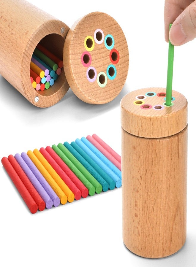 Nagpew Woodern Montessori Sticks, 8 Colors Sorting Toys for Age 1-3, Educational Fine Motor Developmental Sensory Matching Game for Kids Boys Girls - Image 1